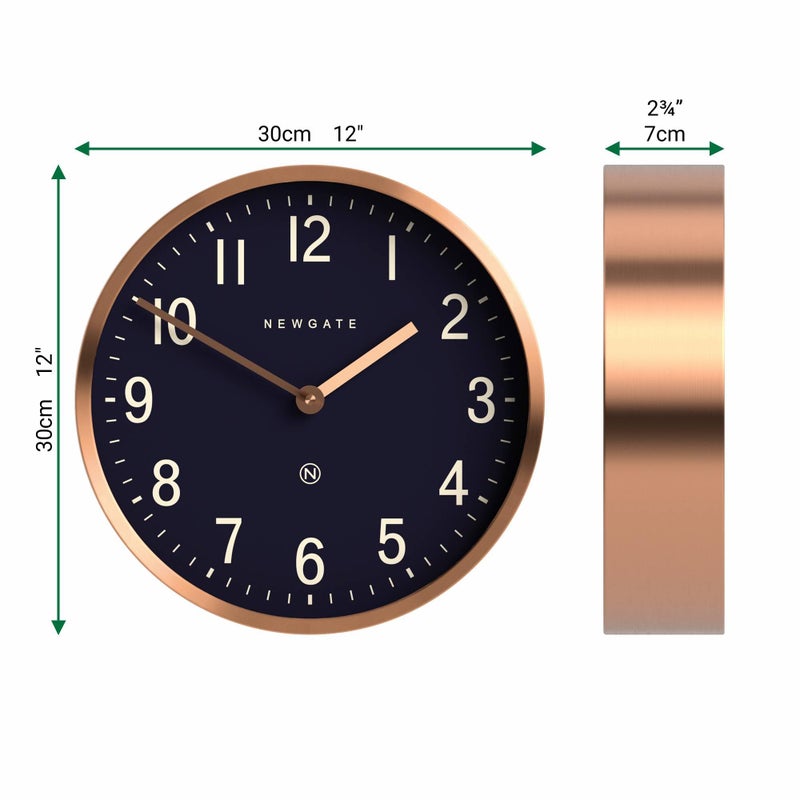 NEWGATEÂ® Master Edwards Wall Clock | Mid Century Style Clock | 12 inch | Deep Metal case with Copper/Rose Gold Finish | Modern Retro Design for Kitchen, Living Room or Office - Image 4